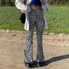 Женские широкие брюки-клеш NORMOV, с принтом зебры, с высокой талией, винтажные, спортивные штаны Y2K