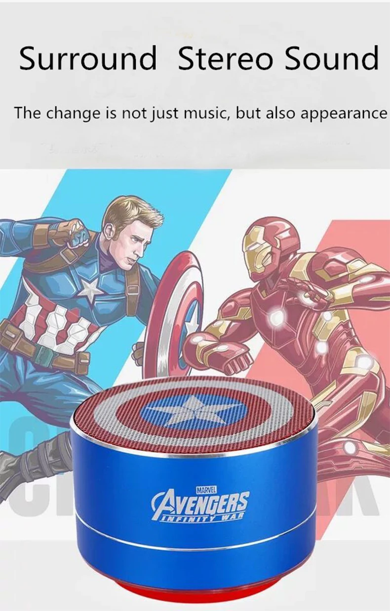 ZEKI Marvel подлинный беспроводной Bluetooth динамик Железный человек Американский капитан автомобильный сабвуфер, для компьютера динамик для карты TF открытый динамик