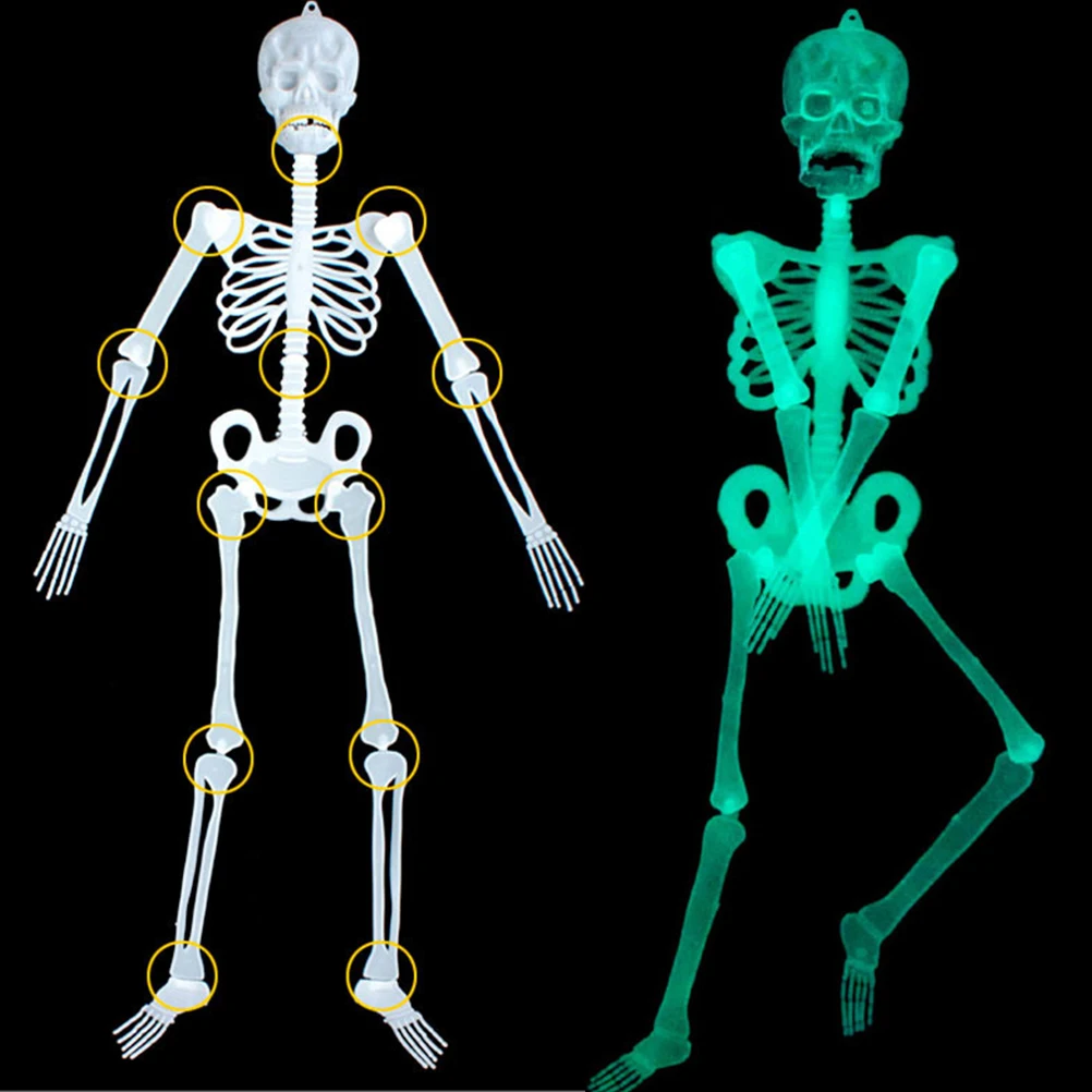 

90cm Halloween Luminous Skeleton Hanging Flexible Joints Skeleton Halloween Decoration Crazy Scary Hanging Props Ornament