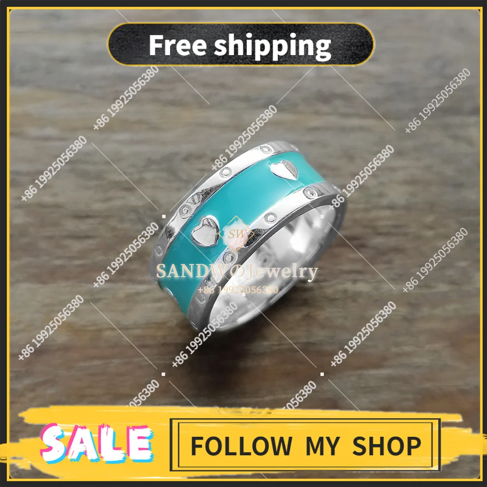 

Love Heart Rings S925 Sterling Silver Jewelry women Original Classic Blue enamel High Quality Holiday Gift Fashion Trend