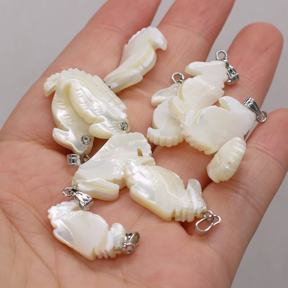 

4Pcs Small Pendant Natural White Shell Hippocampus Shape Charms for DIY Necklace Earring Accessories Unisex Jewelry Gift 13x26mm
