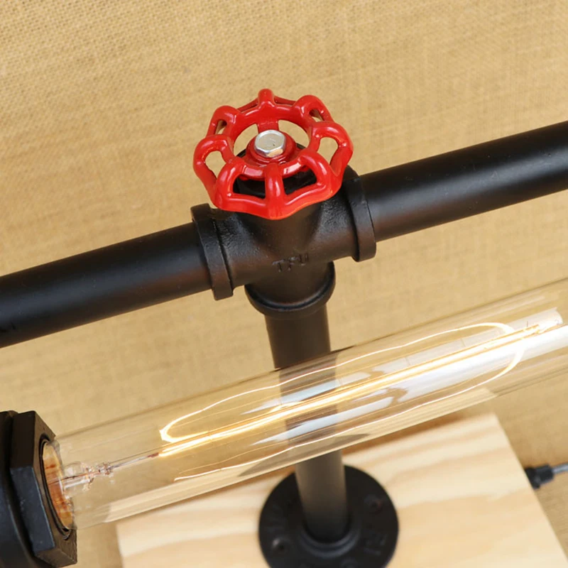 Современная промышленная деревянная настольная лампа с паровой трубкой в стиле