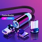 Магнитный кабель Micro USB Type-C, 8 контактов, для iPhone, 1 м, 2 м, быстрая зарядка, Магнитный зарядный кабель для телефона