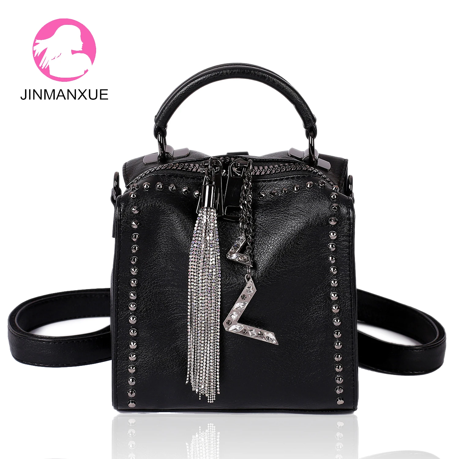 

Rivet Women Purses and Handbags Tote Fashion Luxury Designer Backpack Crossbody Double Shoulder Wide Strap Boston Frills Bolsas