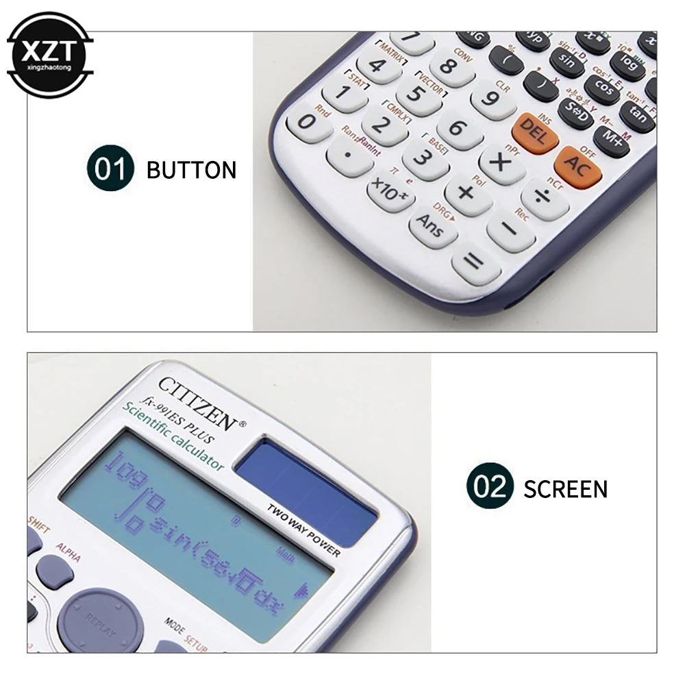 Портативный студенческий научный калькулятор дисплей FX 991ES PLUS 417 функций