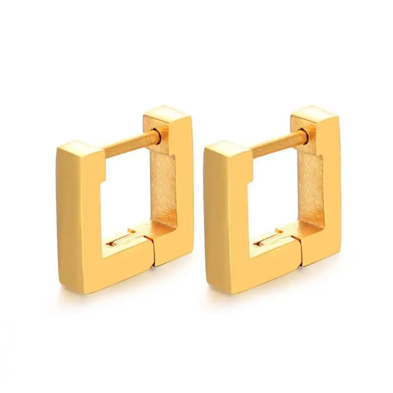 

Stainless Steel Punk Huggie Hoop Earrings Stud Earrings Triangle Square Round Ear Piercing Studs Men Women Jewelry E56A