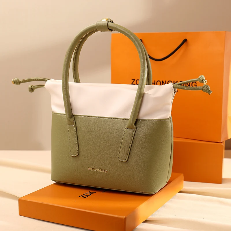 

Women's Bags 2020 New Fashion Panelled Soft Leather Bucket Bag High Quality Genuine Leather Handbags Large Capacity Casual Totes