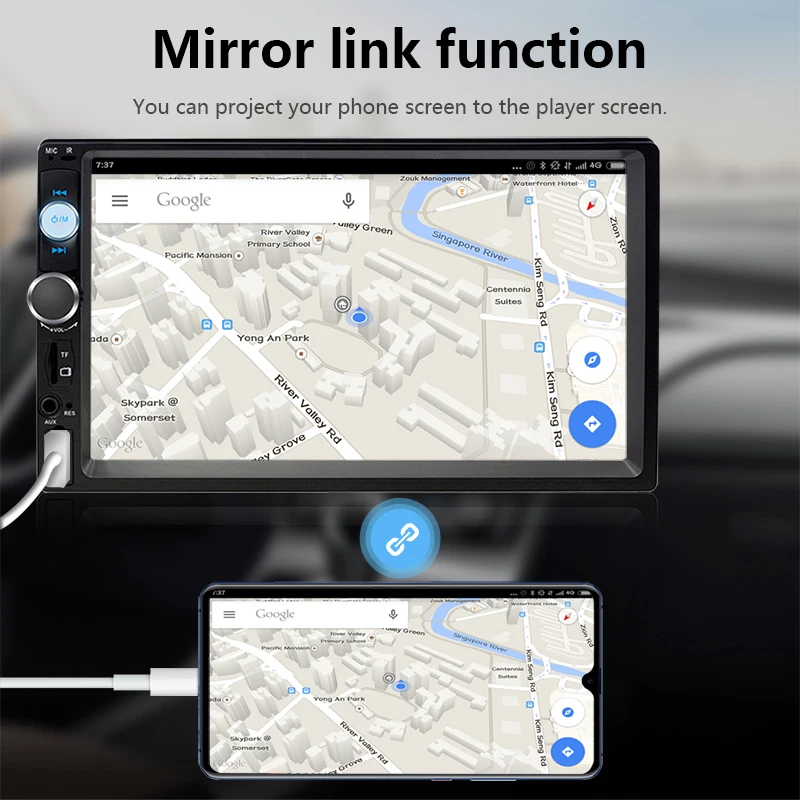 Vtopek 7 дюймов двойной din Автомобильный мультимедийный плеер Bluetooth зеркало Ссылка