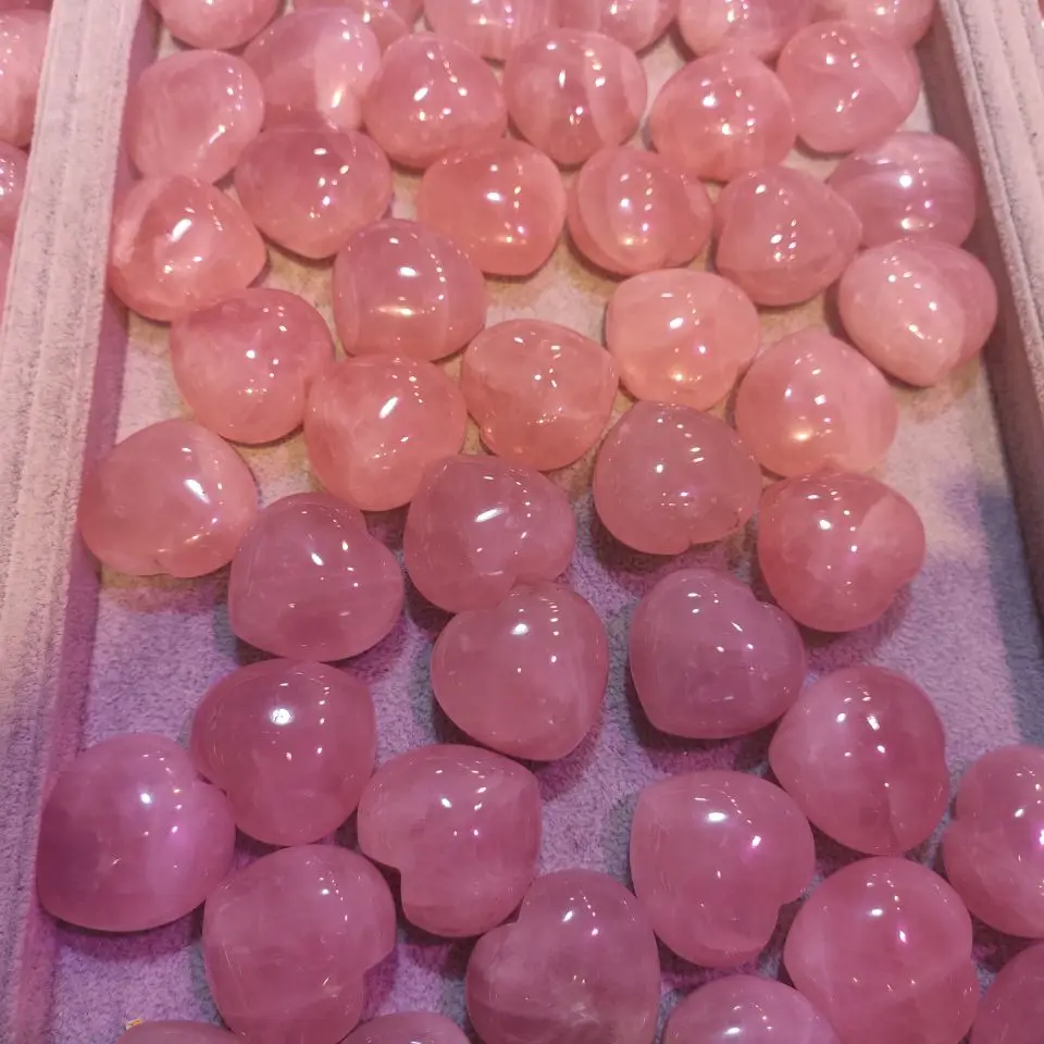 

4cm Natural Powder Crystal Polished heart-shaped Ornaments Rose Quartz Jewellry Making of Pink Stones Used as Birthday Present