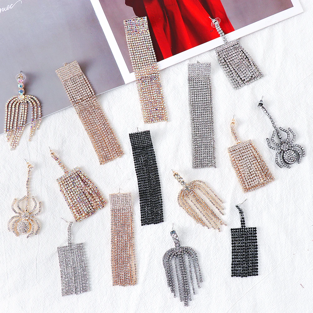 

A Variety of Crystal Pendant Earrings for Women Noble Elements Elegant Temperament Jewelry Earrings Accessories Trend Hot Sale