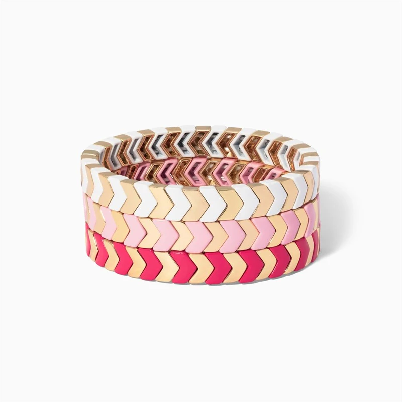 KSRA 2020 модные ювелирные изделия Радуга Шарм плитка браслет эмаль стрейч браслеты