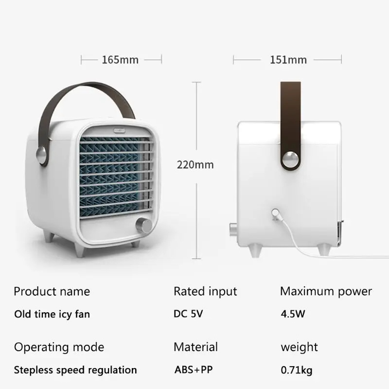 

Mini USB Personal Space Air Cooler Humidifier Purifier Desktop Cooling Fan with 3 Speeds Personal Space Air Conditioner for Home