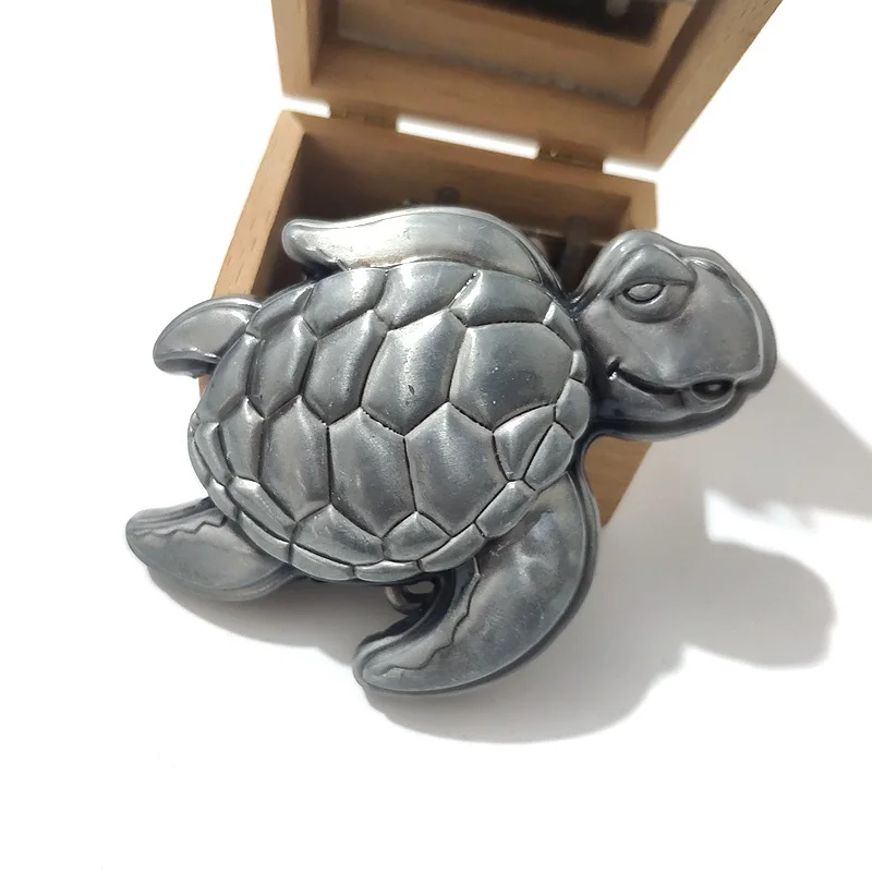 Мужская классическая пряжка для ремня в виде черепахи серебряного цвета
