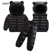 baby toddler winter clothing sets warm faux down jacket clothing sets snow coats vest pants jumpsuits