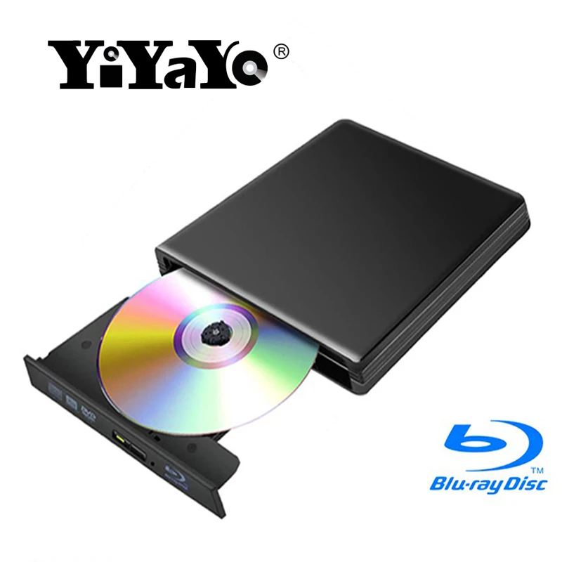YiYaYo Blu ray Привод BD rom плеер DVD/CD RW ГОРЕЛКА писатель USB 3,0 Внешний Оптический привод для hp ноутбук ПК Windows 10