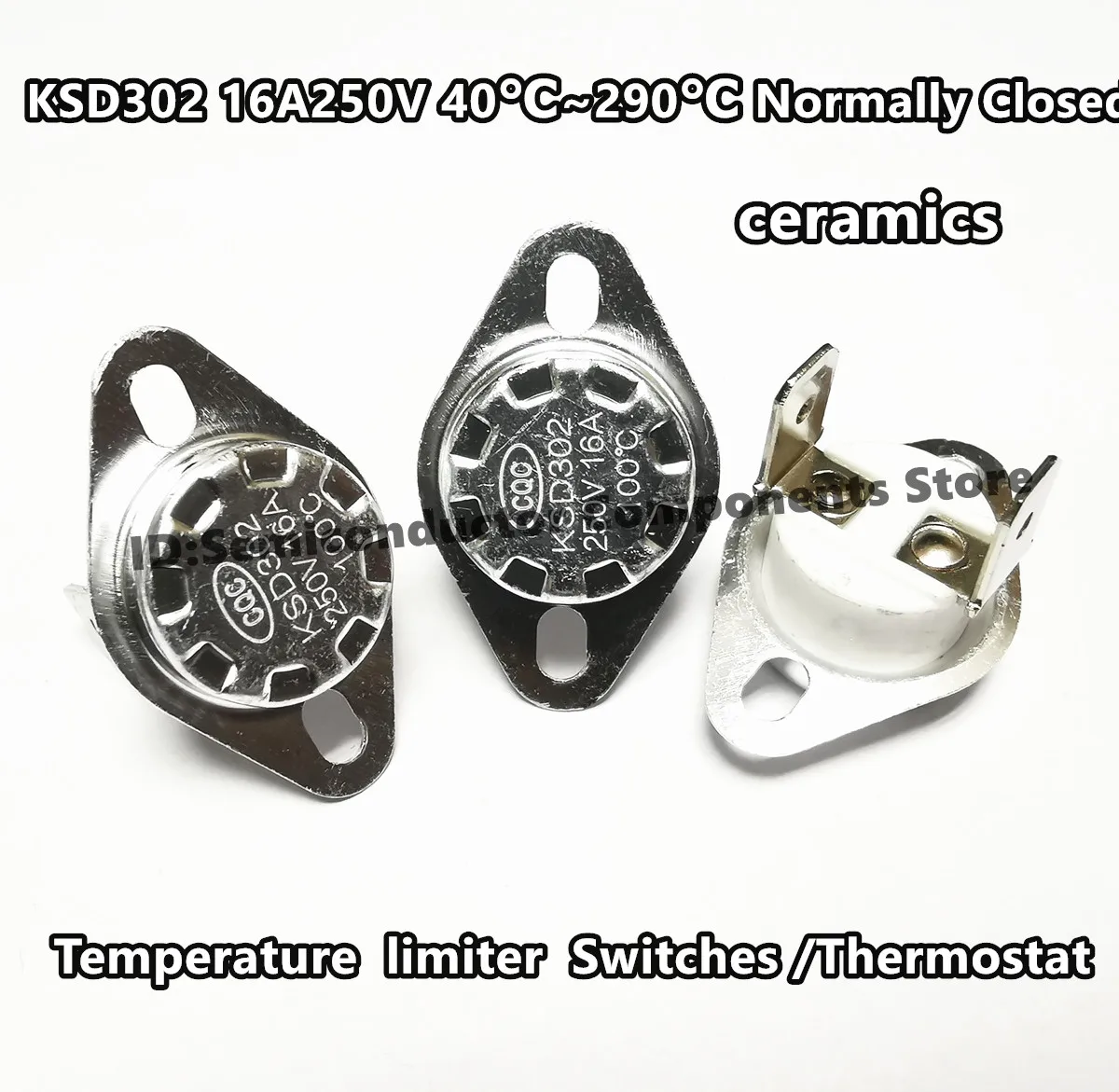 5 шт. KSD302 16А 250В 40-180 градусов Керамический KSD301 Термостат с температурным переключателем с нормально закрытым контактом 45 55 60 65 70 75 80 85 90 95C включен.