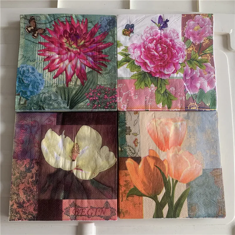 Декоративные бумажные салфетки Элегантные винтажное полотенце Цветочная