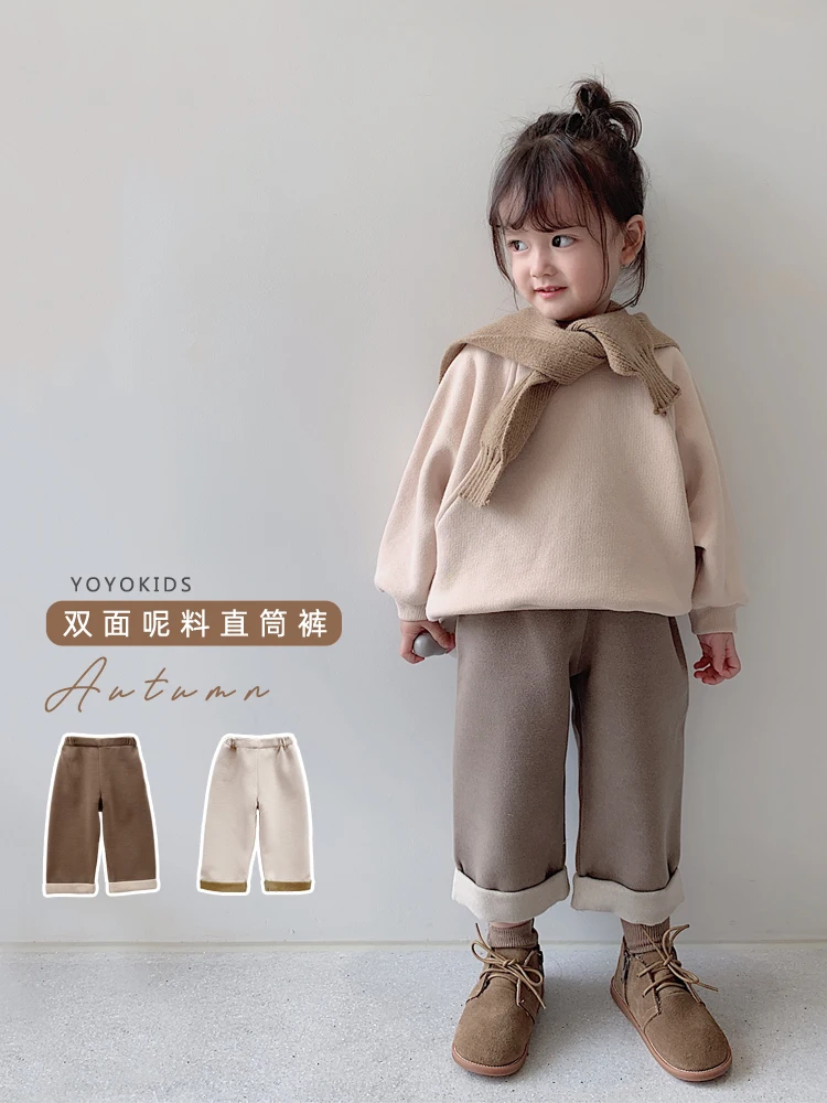 Новинка Осень зима 2019 детские свободные штаны для девочек модные длинные отдыха