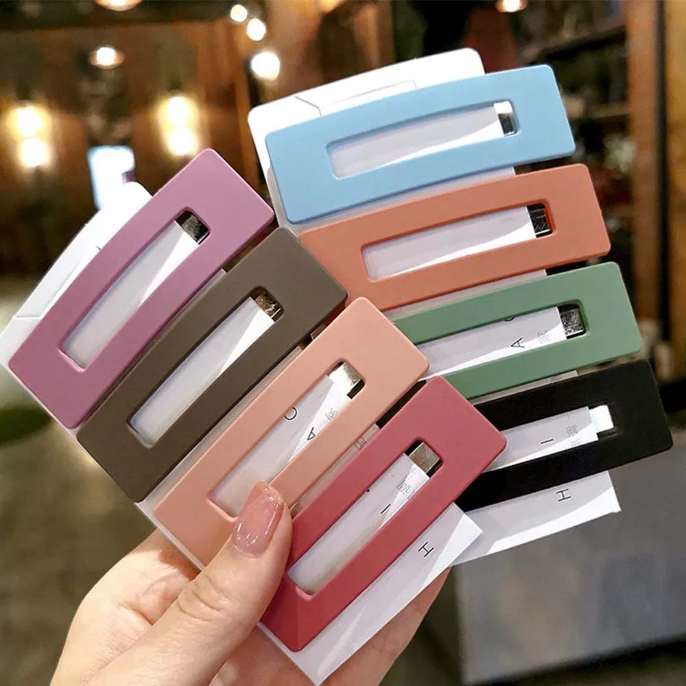 Женские матовые квадратные заколки для волос яркие металлические инструменты