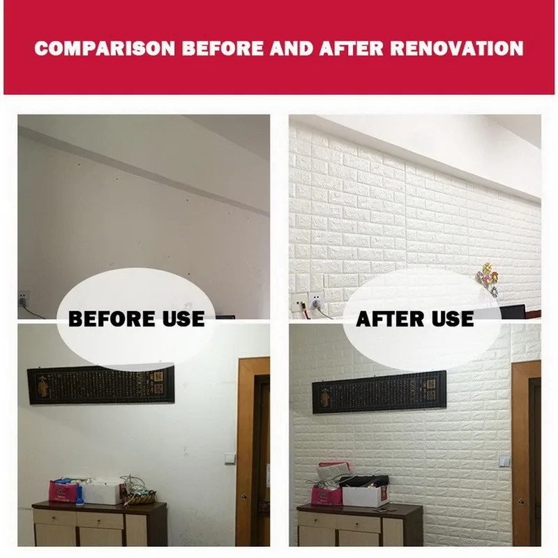 10pcs 38*35cm 3D Wall Sticker Imitation Brick Bedroom Decor Waterproof Self-adhesive Wallpaper For Living Room TV Backdrop - купить по