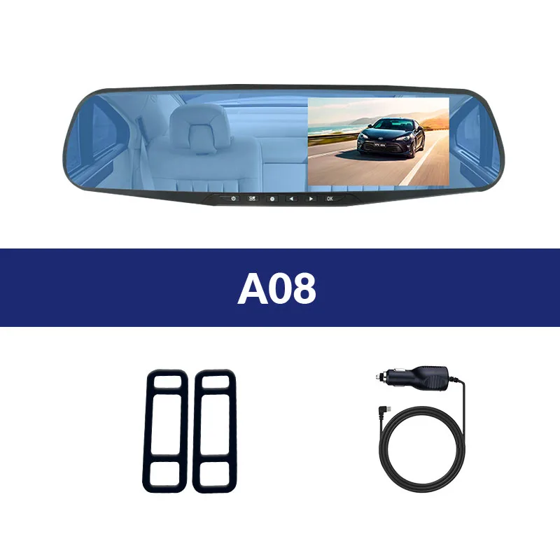 One Cemera Автомобильный регистратор, Автомобильный видеорегистратор с двумя объективами, видеорегистратор 4,3 дюймов, Full HD, 1080 P, автомобильная камера, регистратор заднего вида, Белое Зеркало, авто Регистратор - Название цвета: One Cemera