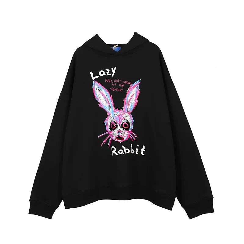 

2020 Rabbit Head Coloured Drawing Printing Hoodie Women Men Hoodies Sweatshirts Hiphop Streetwear Men Casual Hoodie Pullover