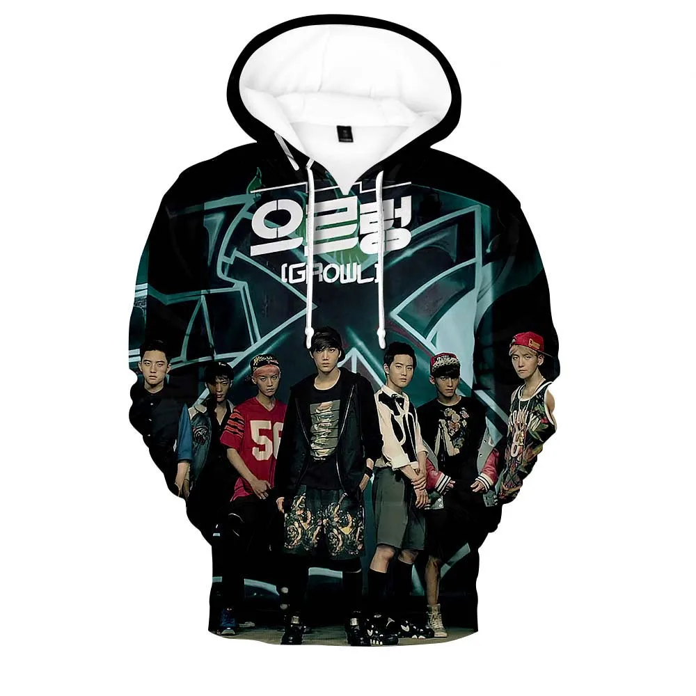 

EXO Korean singer group Hoodie Men Women Fashion 3D Print Sportswear Harajuku Style Pullover 3D hoodies Boys/Girls 2021New Tops