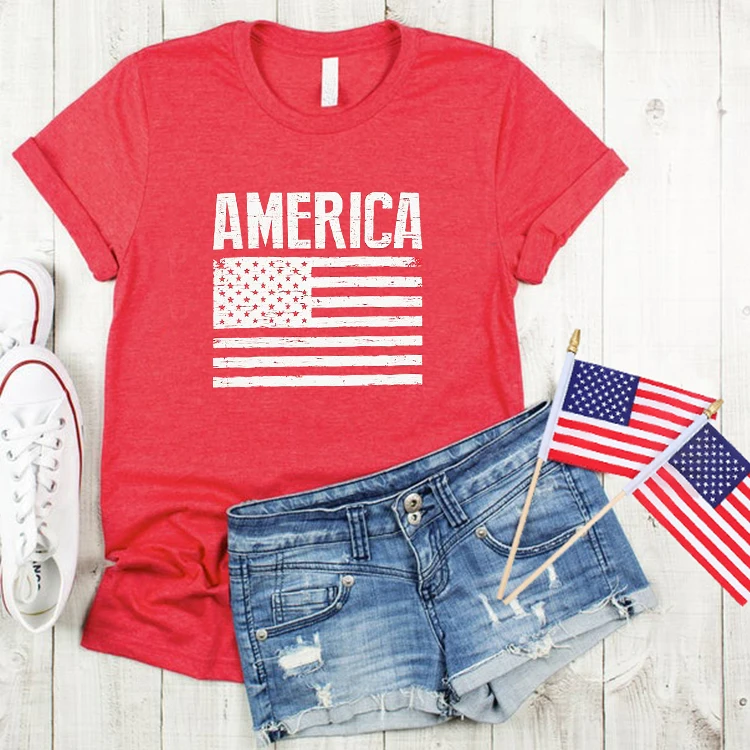 Женская Винтажная футболка с американским флагом сувенирная 4 июля в стиле