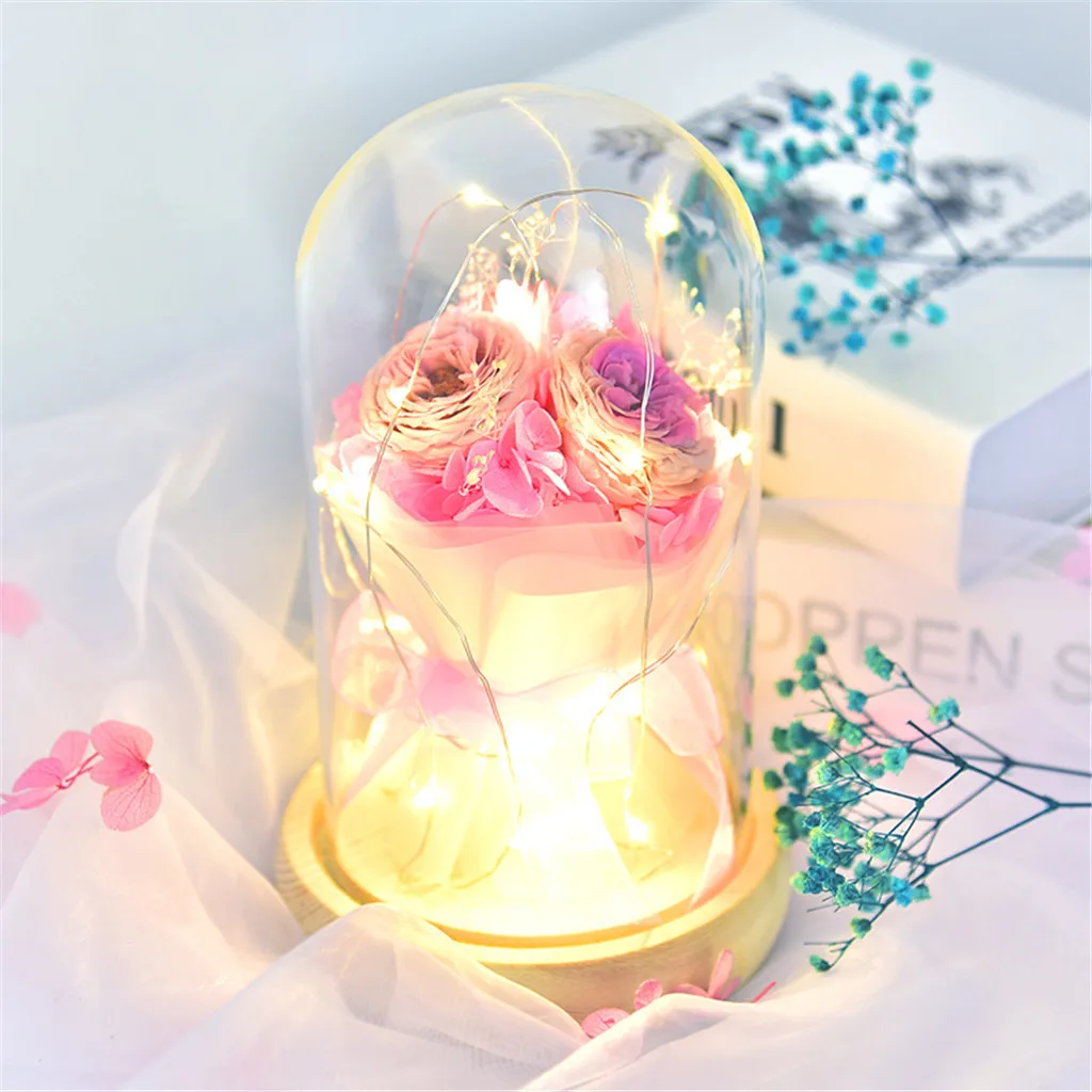 

home decor wedding decoration Creative Rose Flower LED Light Valentine's Day Gifts Romantic Glass Rose Decor valentines day