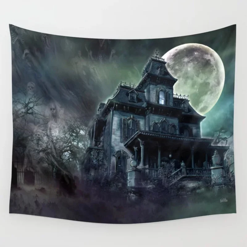 

The Haunted House Tapestry Wall Hanging Kawaii Tapestry Bedspread Room Wall Decor Bedside Layout Room Decoration