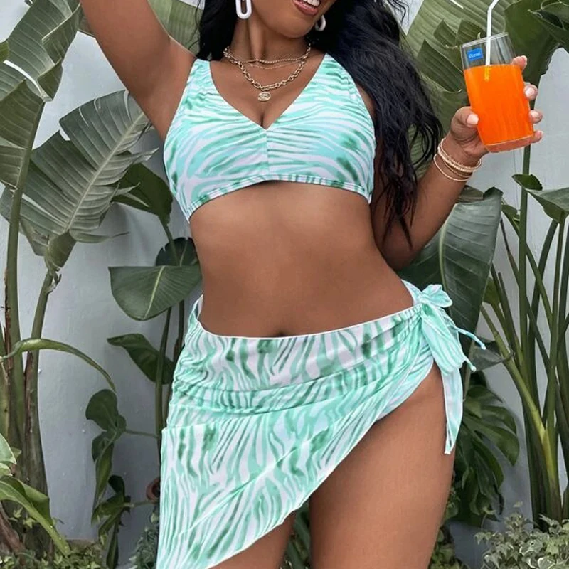 

2022 New 3pcs XL-6XL Women Bikinis set Swimsuit Swimwear Swimming Suits Beachwear Wear For Female