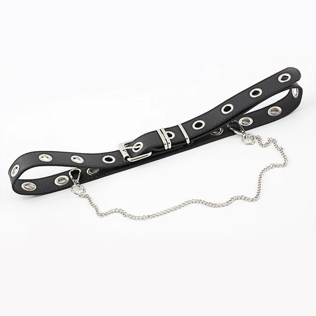 F Black with chain 1 Лучший YBT женский ремень из искусственной кожи с пряжкой, ремень в стиле панк для джинсов, модный Индивидуальный декоративный женский ремень с цепочкой - Цвет: F Black with chain 1