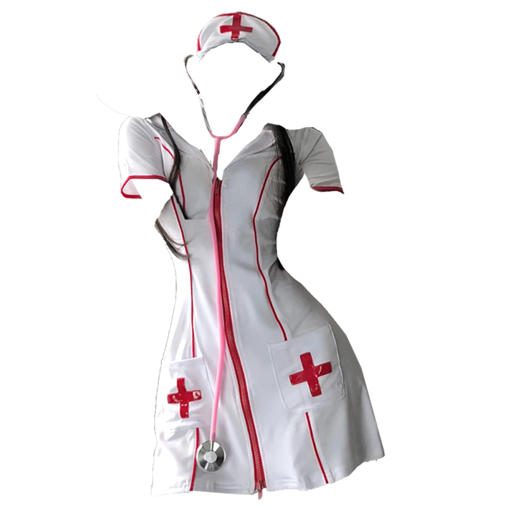 

Women Sexy Lingeries Set Sexy Nightgowns Maid Waitress Servant Lingeries White Nurse Uniform Role Play Cosplay Fancy Dress Set