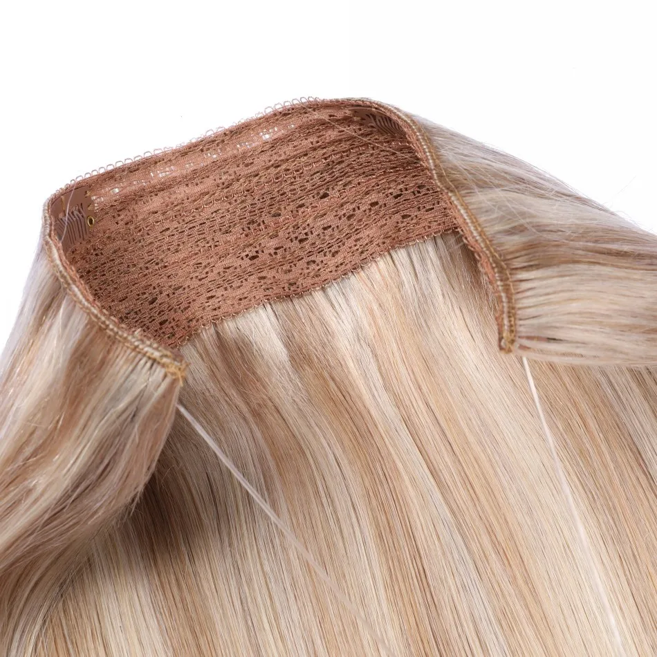 

Cheap Factory Wholesale Hair Piece Indian Human Halo Hair Extensions 12-22Inches 70-100Grams Black Brown Blonde Colors