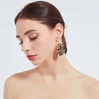 fashion big circle drop earrings for women 2019 new earrings trendy metal geometric flower pattern jewelry party gift