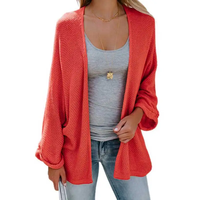 Осенний свободный женский кардиган с рукавом летучая мышь вязаный свитер для