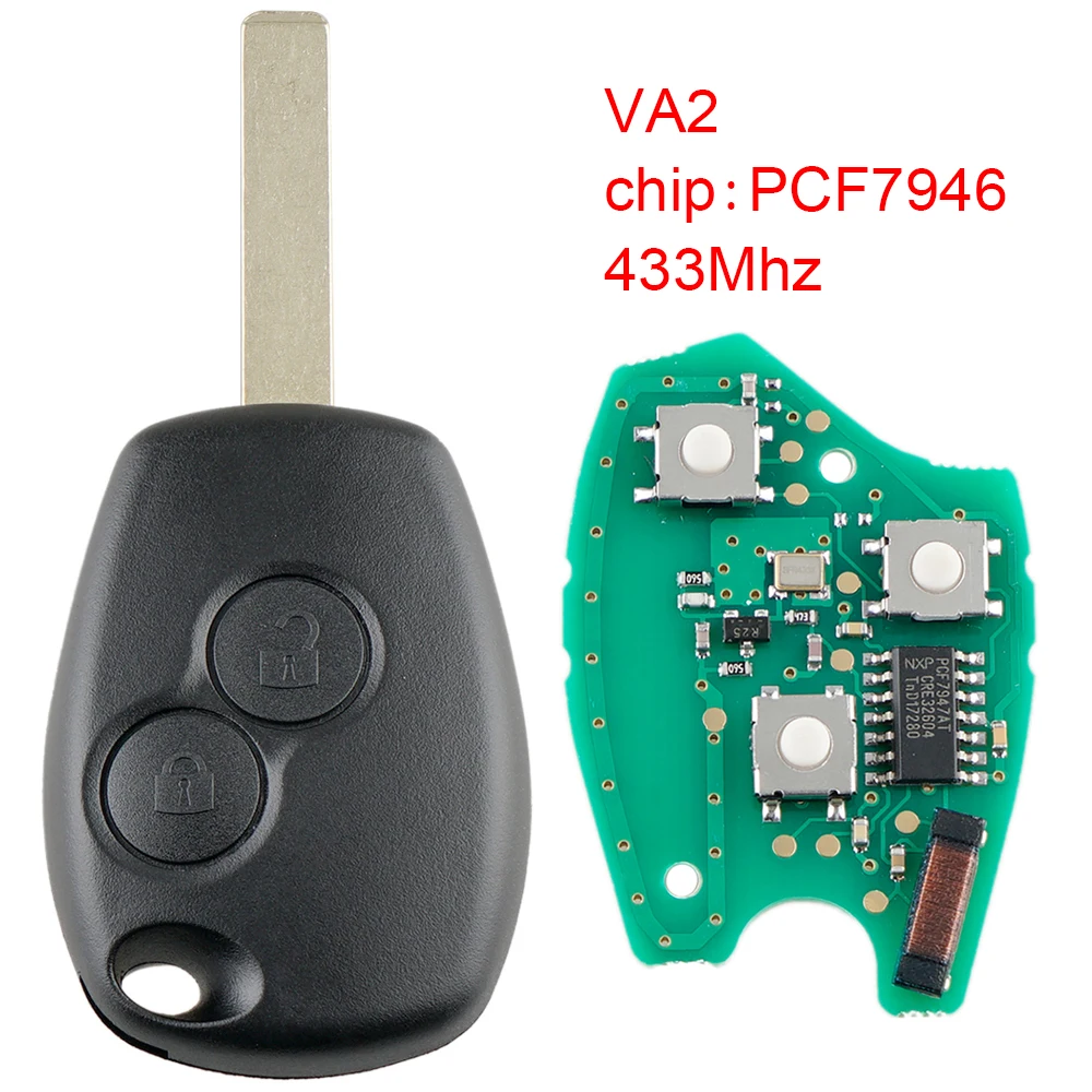 

2 Buttons 433Mhz Flip Remote Car Key with 467946 Chip and Blade Black Remote Car Key Fit for Renault/Clio/Scenic/Kangoo/Megane