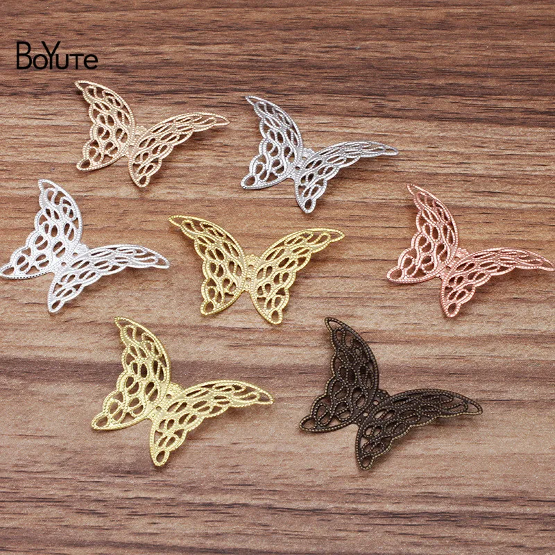 

BoYuTe (50 Pieces/Lot) 27*40MM Metal Brass Filigree Butterfly Findings Diy Jewelry Making Hand Made Materials Wholesale