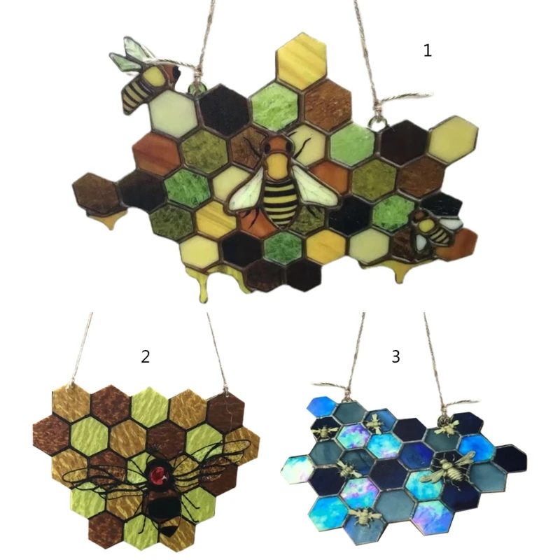 

Queen & Bee Protect Honey Suncatcher Metal Wasp Beehive Hanging Pendant Creative Outdoor Garden Art Decoration Landscape H051