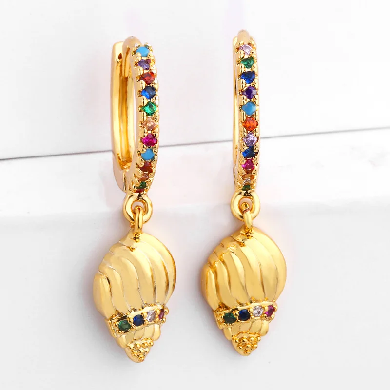 2019 женские серьги-гвоздики с радугой CZ дешевые золотые серьги-капли животными