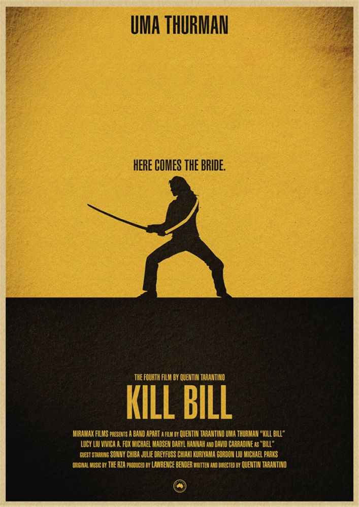 Kill Bill классический ретро фильм крафт бумага постер Бар Кафе гостиная столовая