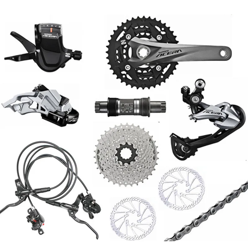 M3000 Kit and MT200 SHIMANO M3000 сменный комплект для горного велосипеда 9 S/27 комплект для переключения скорости M390 комплект обновленная версия добавить MT200+ G3 тормоз - Цвет: M3000 Kit and MT200