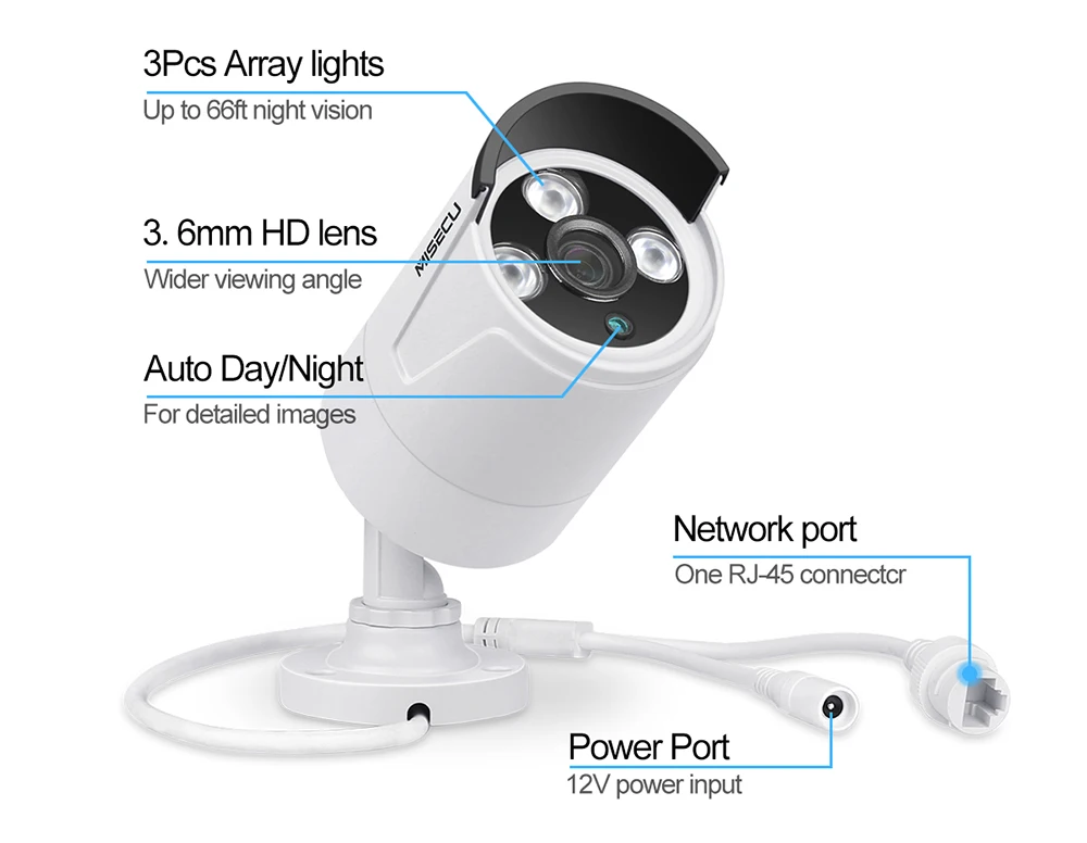 MISECU H.265 1080P POE IP камера 2MP аудио пуля камера Onvif Водонепроницаемый IP66 Крытый открытый дом безопасности видео наблюдения