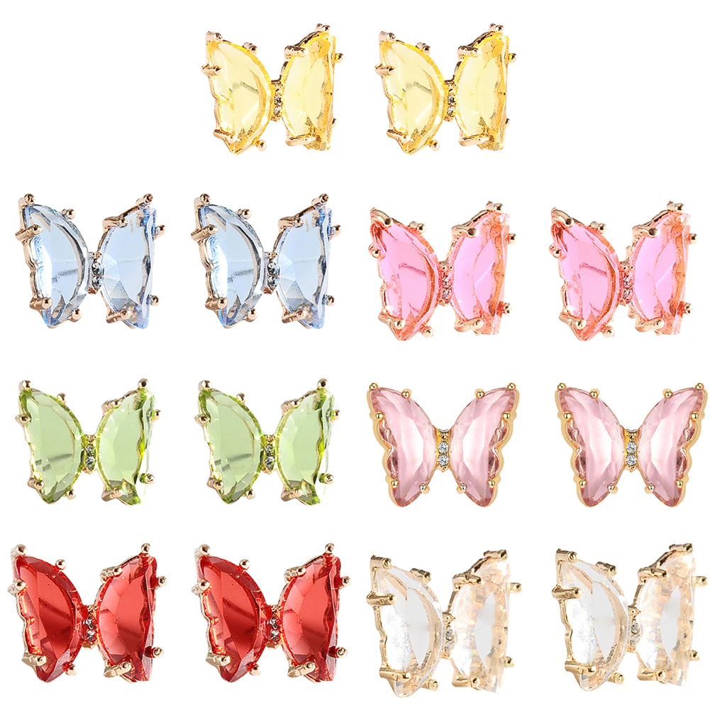 Новые Кристальные серьги бабочки для женщин цветные гвоздики летние