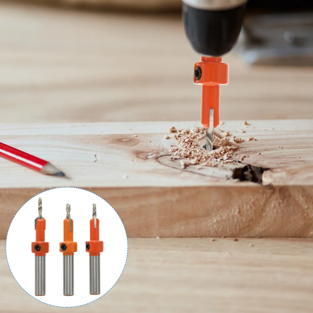 

3pcs Useful Wood Working Step Drill Bits Durable Cork Chamfering Drill Bit