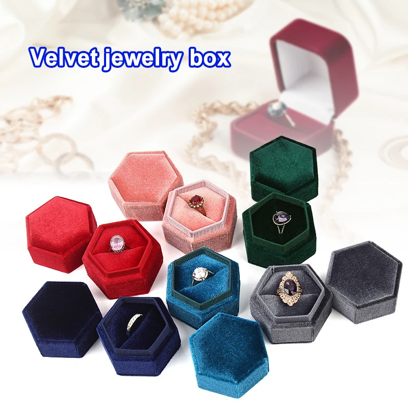 Коробка для кольца Винтаж вельветовые шестиугольные украшения коробка