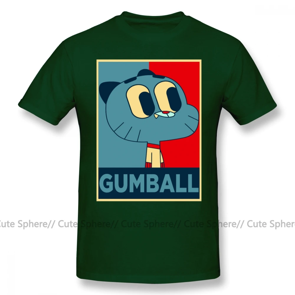 Gumball удивительный мир футболка удивительный мир Gumball 15 футболка с гамболом печатная мужская пляжная хлопковая Футболка 6xl - Цвет: Dark Green