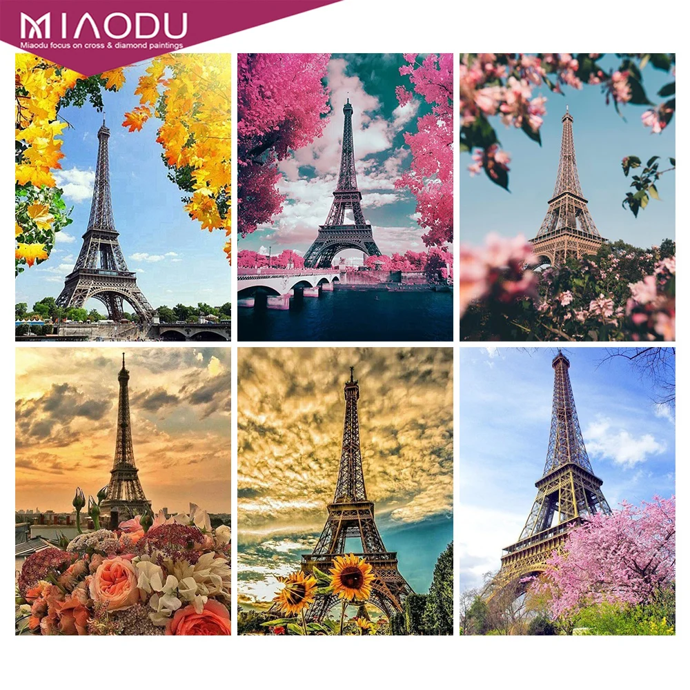 

Miaodu DIY Diamond Embroidery Paris Tower Landscape Diamond Painting 5D Natural Scenery New Arrival Home Room Decoration