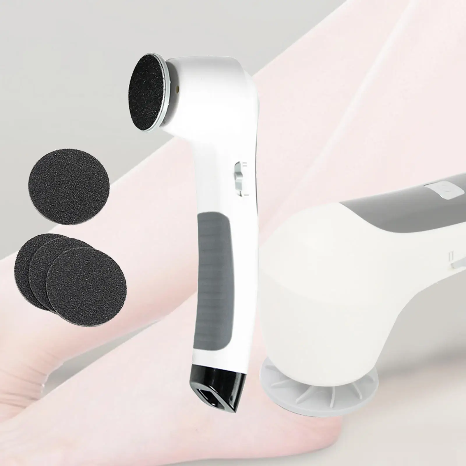 

60W Pedicure Electronic Foot File Adjustable Speed with 60pcs Sandpaper Discs for Cracked Hard Dead Foot Skin White US