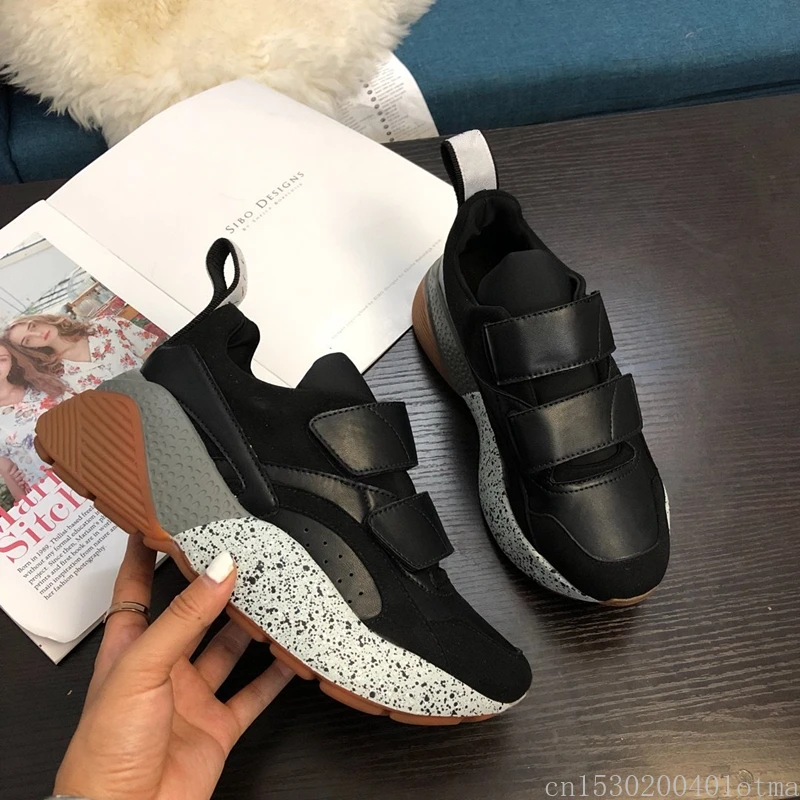 

Women Shoes Casual High Platform Genuine Leather Striped Hook&loop Women Casual White Shoes Sneakers Shoes Woman Trainers Shoes